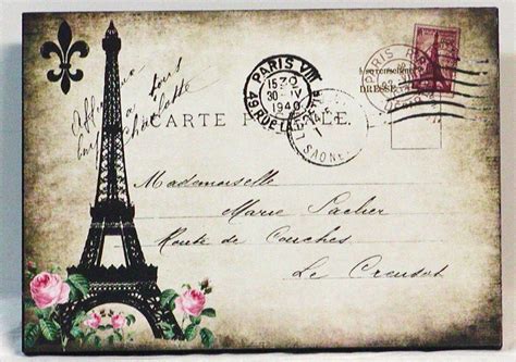 Vintage Postcard Paris Eiffel Tower Wooden by NikkisSecretCloset