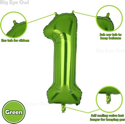 Large Foil Green Number 1 Balloons Big Mylar Helium Balloon Birthdays Party Decorations Supplies ...