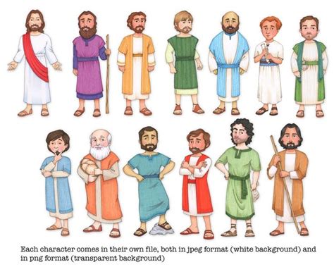 Jesus Christ and His 12 Apostles, Clip Art and Coloring Pages - Etsy ...