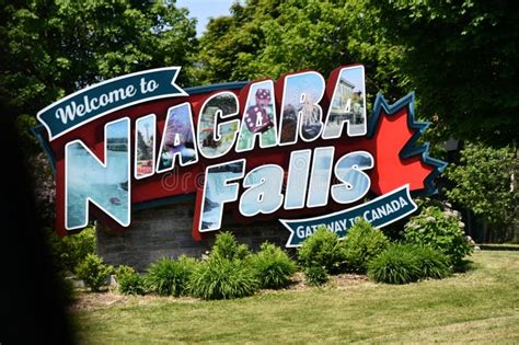 Welcome To Niagara Falls Sign at Niagara Falls in Ontario, Canada Editorial Stock Photo - Image ...