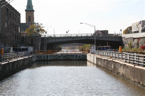 Erie Canal Locks and Downtown Lockport NY