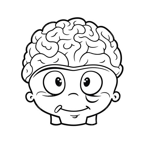 Cartoon Of A Boy Wearing A Brain Headband On His Head Outline Sketch Drawing Vector, Simple ...