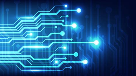 circuit board with blue lighting background. technology and Hi tech ...