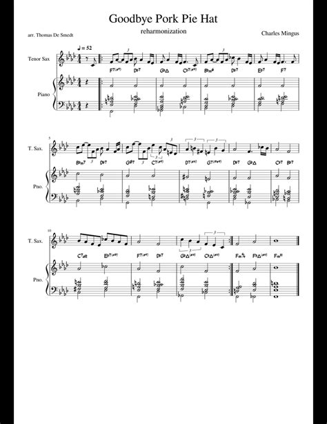 Goodbye Pork Pie Hat sheet music for Piano, Tenor Saxophone download free in PDF or MIDI