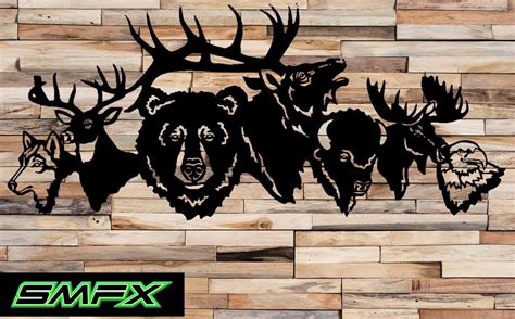 Animal collage Deer Bear metal wall art — SMFX METAL ART