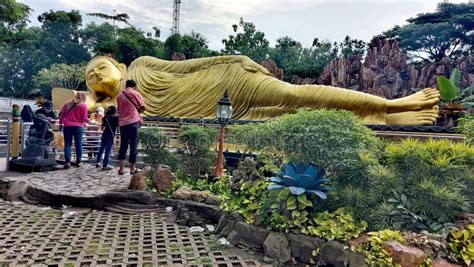 The Sleeping Buddha Statue or Rupang Sleeping Buddha in Trowulan, Mojokerto, East Java Indonesia ...