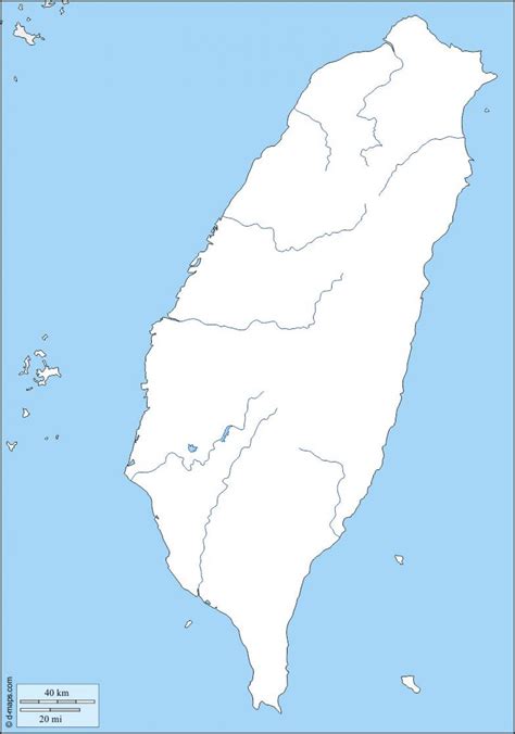 Taiwan map outline - Map of Taiwan outline (Eastern Asia - Asia)