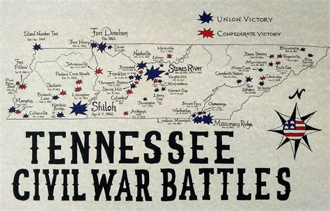 Tennessee Civil War battles map | Etsy