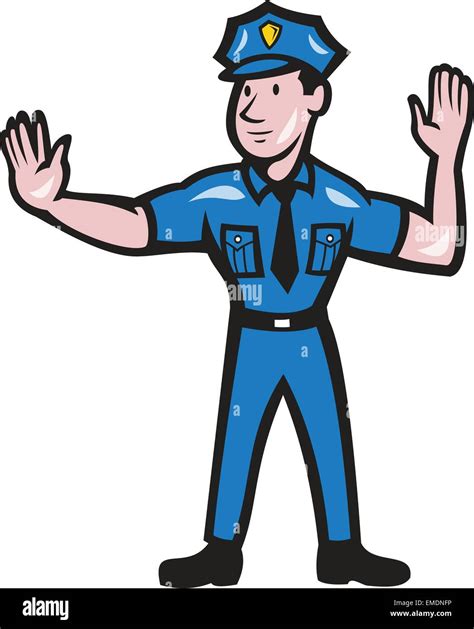 Traffic Policeman Stop Hand Signal Cartoon Stock Vector Image & Art - Alamy