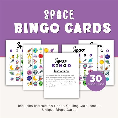 Space Bingo Cards Printable, Birthday Bingo for Kids, Space Birthday Printable, Birthday Party ...