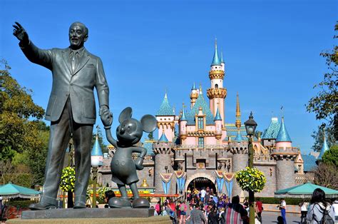 Walt Disney and Mickey Mouse Partners Statue at Disneyland in Anaheim ...