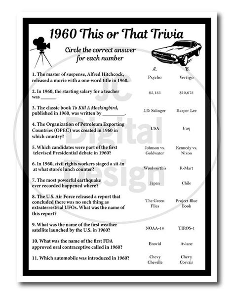 50S And 60S Trivia Questions And Answers Printable
