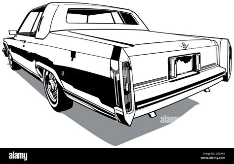 Drawing of a Classic Vintage Car American Limousine Stock Vector Image ...