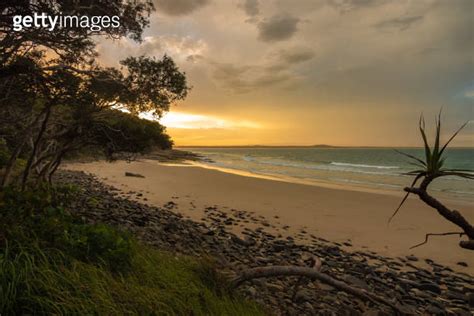 Sunset over the beaches of the Noosa National Park, Noosa Heads, Shire of Noosa, Sunshine Coast ...