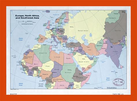 Old political map of Europe, North Africa and Southwest Asia - 1981 ...