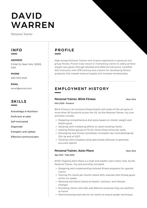 Guide: Personal Trainer Resume [ + 12 Samples ] | PDF | 2019