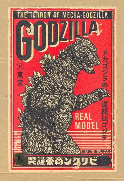 Godzilla figures, Japanese monster movies, Vintage posters