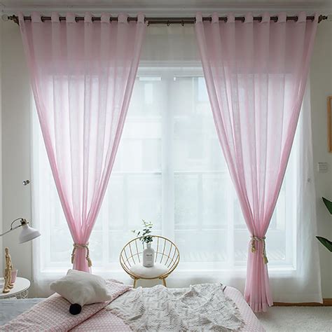 Rose Quartz Pink Sheer Curtains Drapes for Bedroom 1 Set of 2 Panels ...