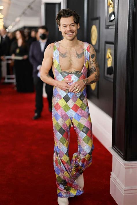 Harry Styles wears a crystal jumpsuit to the Grammy Awards 2023