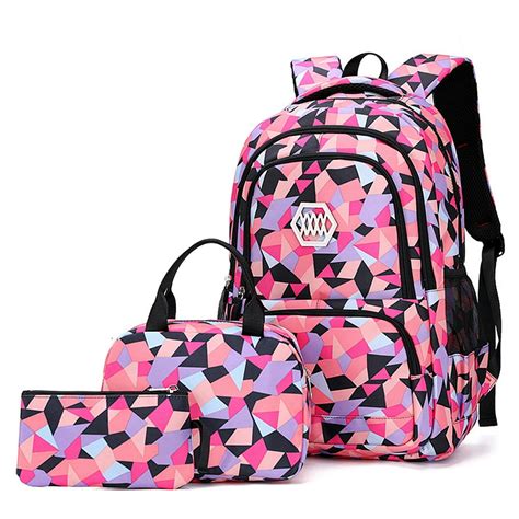 Vbiger - Vbiger Nylon Kids Backpack Set 3pcs Casual School Bag for Teenage Girls & Boys(Purple ...