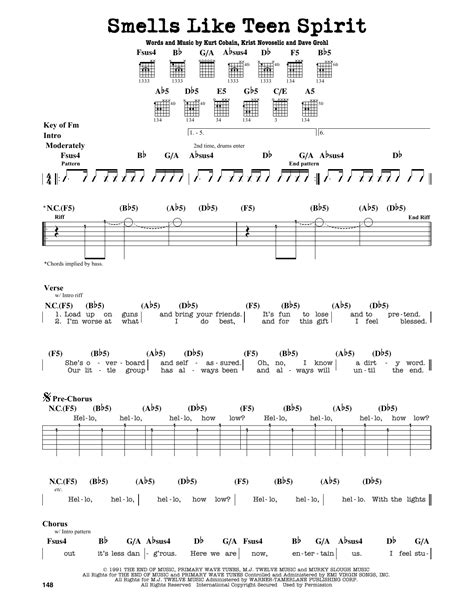 Smells Like Teen Spirit Sheet Music | Nirvana | Guitar Lead Sheet