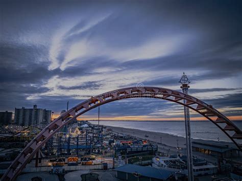 Aerial View of Early Morning Amusement Park Rides at Coney Island Editorial Stock Image - Image ...