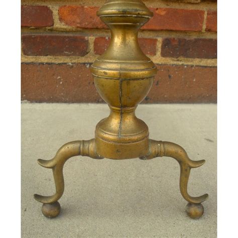 Antique Colonial Brass Ball Fireplace Andirons - Pair | Chairish