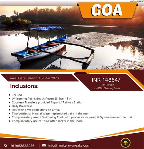 Goa Packages | Palm beach resort, Goa travel, Travel agent