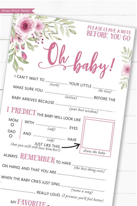 Baby Advice Card Baby Shower Printable Game Funny Baby Mad | Etsy