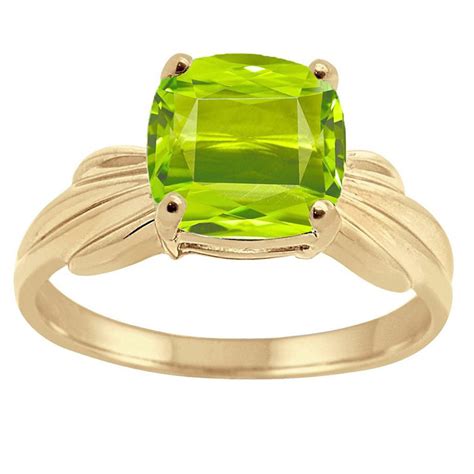 MauliJewels - Cushion Cut Peridot Ring in 10K Yellow Gold For Women - Walmart.com - Walmart.com