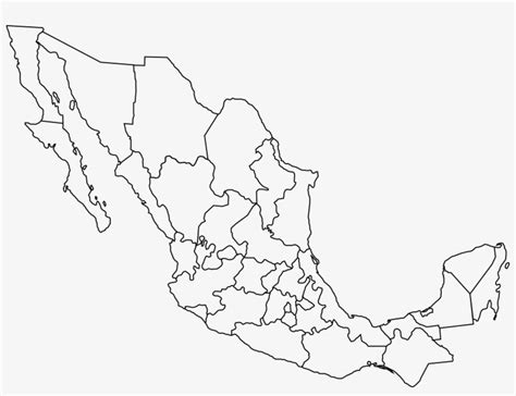 Free Clipart Of A Black And White Map Of Mexico - Blank Map Of Mexico ...