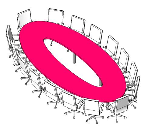 Large Oval Conference Table W 16 Chairs In Revit | Library Revit