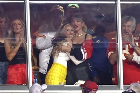 Taylor Swift, Brittany Mahomes Hug While Cheering Travis Kelce: Watch