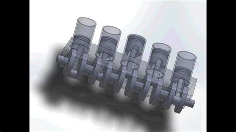 5 cylinder engine animation - Solidworks - YouTube