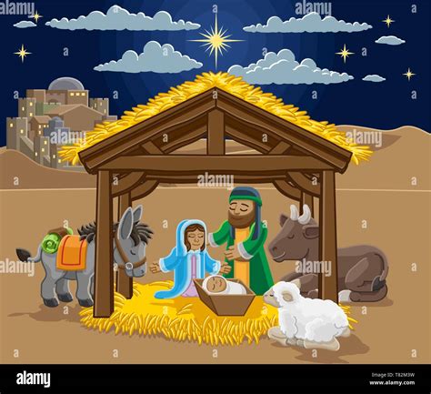 Pesebre Navideño Cartoon Imagen Vector de stock - Alamy