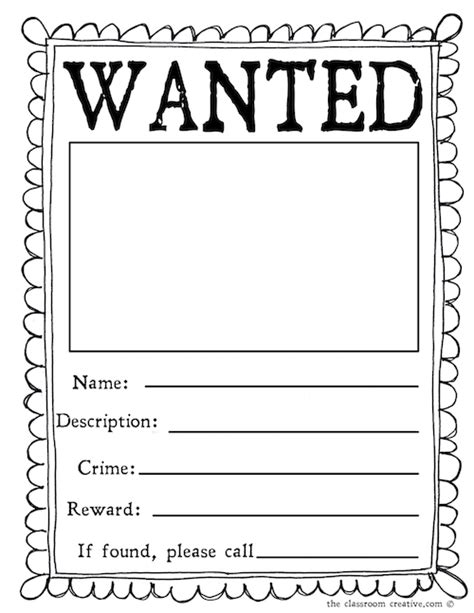 Wanted Poster Template For Kids - Card Template