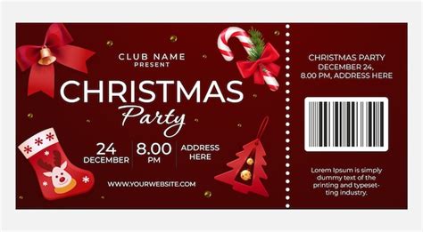 Free Vector | Realistic christmas party ticket template