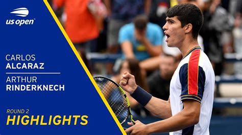 Carlos Alcaraz vs Arthur Rinderknech Highlights | 2021 US Open Round 2 ...