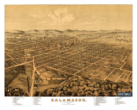 Beautifully restored map of Kalamazoo, Michigan in 1874 - KNOWOL