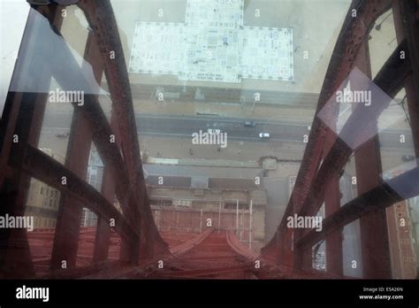 Looking down Blackpool Tower from the glass-floored Skywalk Stock Photo ...