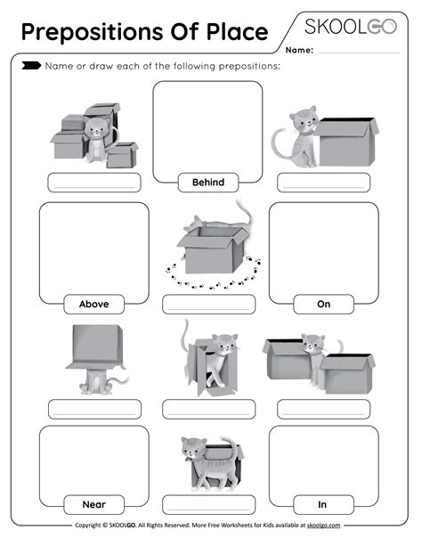 Prepositions of place - Free Worksheet - SKOOLGO