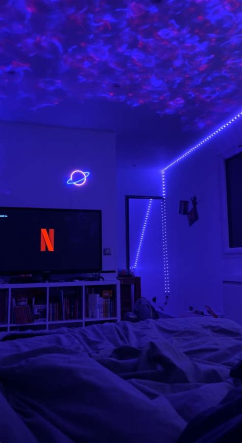 aesthetic room mood netflix led vibe Bedroom Setup, Room Makeover ...