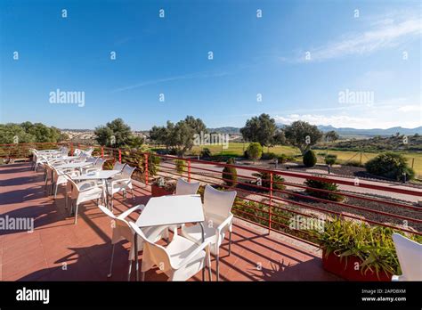 Camposol golf. View from the terrace of the golf club bar at Camposol ...