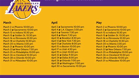 Lakers Schedule 2022 Printable - Customize and Print