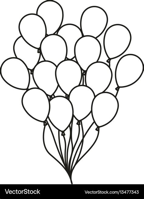 Sketch silhouette bunch of birthday balloons Vector Image