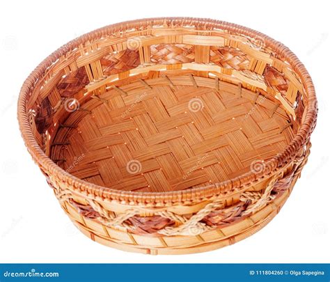 Wooden basket isolated stock photo. Image of pattern - 111804260