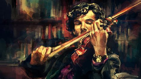 Man playing violin painting, Sherlock Holmes, digital art, Benedict Cumberbatch HD wallpaper ...