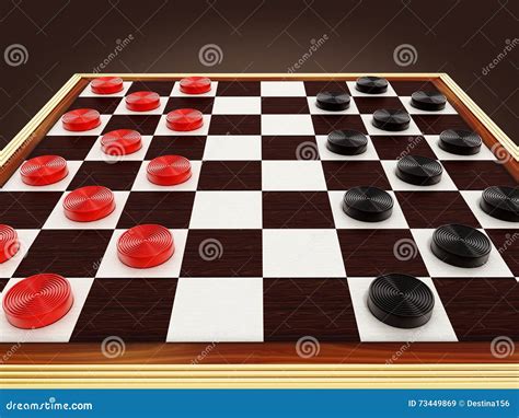 Checkers Game Board and Pieces. 3D Illustration Stock Illustration ...