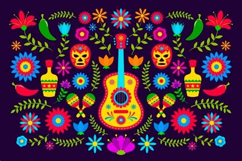 Diseño plano colorido tema de fondo mexi... | Free Vector #Freepik # ...