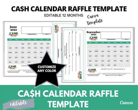 Cash Calendar Raffle Template 2021 Editable CANVA Template | Etsy